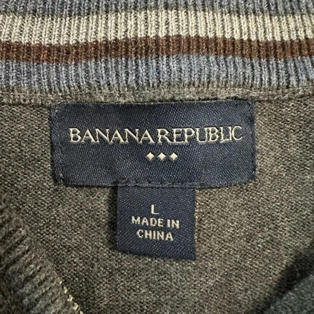 Banana Republic‎ Half Zip pullover Cotton Sweater Mens Sz L Grey